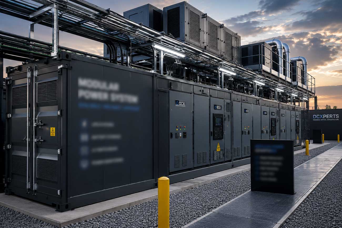Modular power system infrastructure with enterprise UPS, battery energy storage, LV switchgear and scalable AI-ready critical power environment.